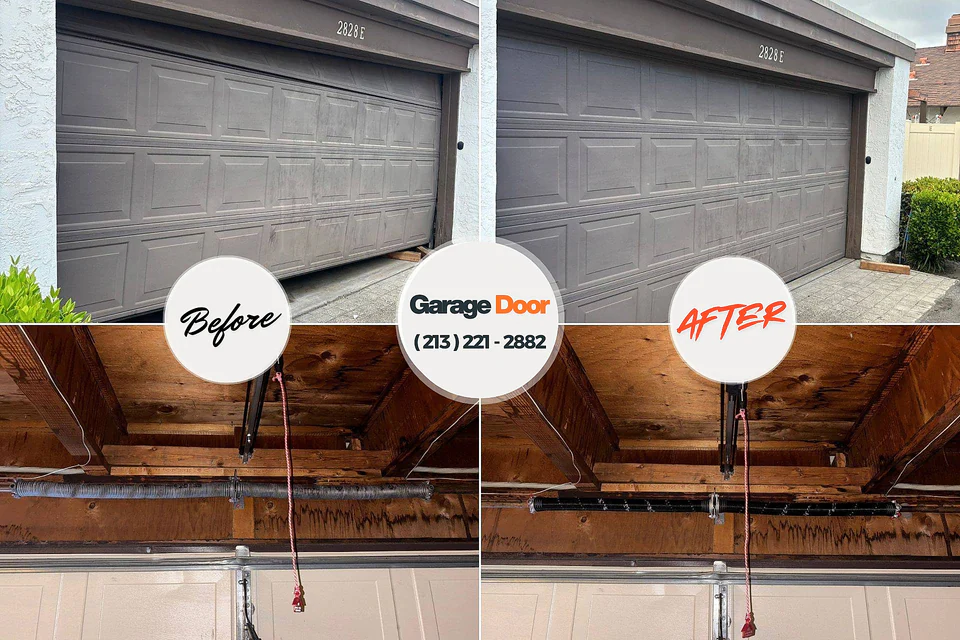 Before and after: garage door repair Scotts Valley, CA